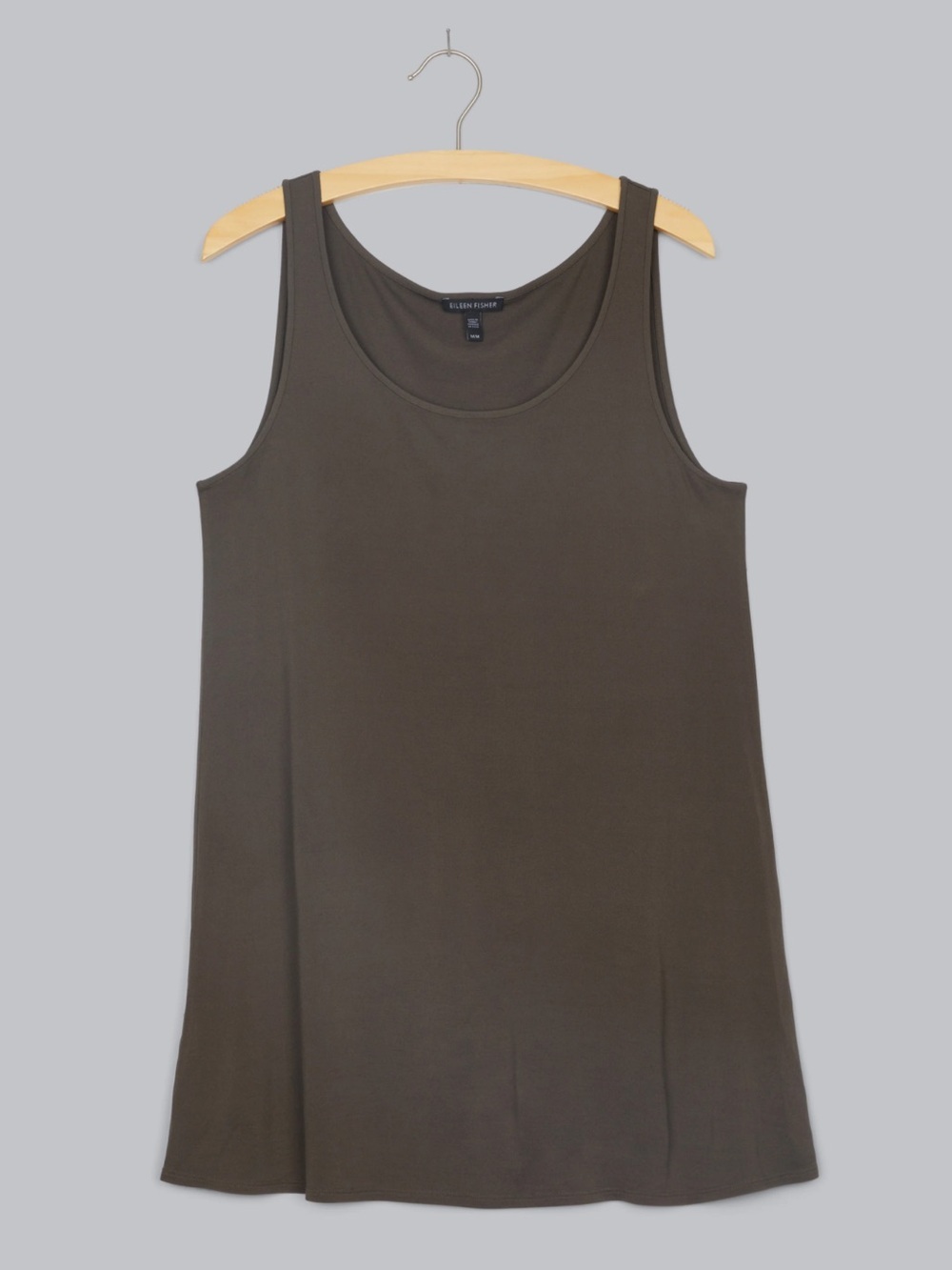 Eileen Fisher Renewed Stretch Silk Jersey Tank Olive SZ SM